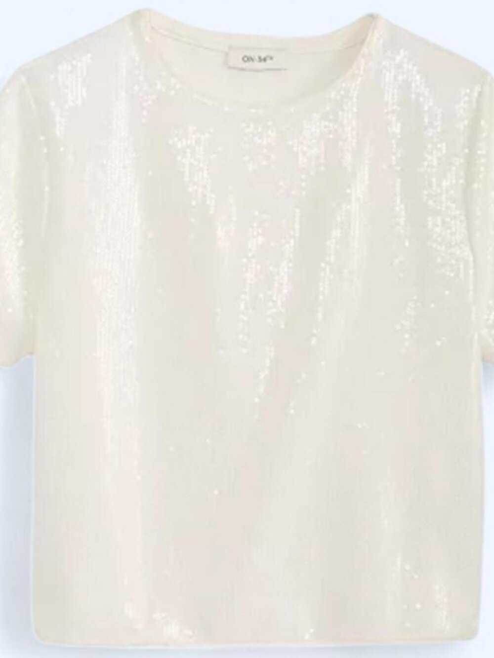 ON · 34TH sequin decoration solid color short sleeved T-shirt